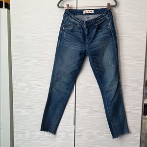 AMO Women's Stix Crop Pacific Blue Ankle Jeans Sz 27